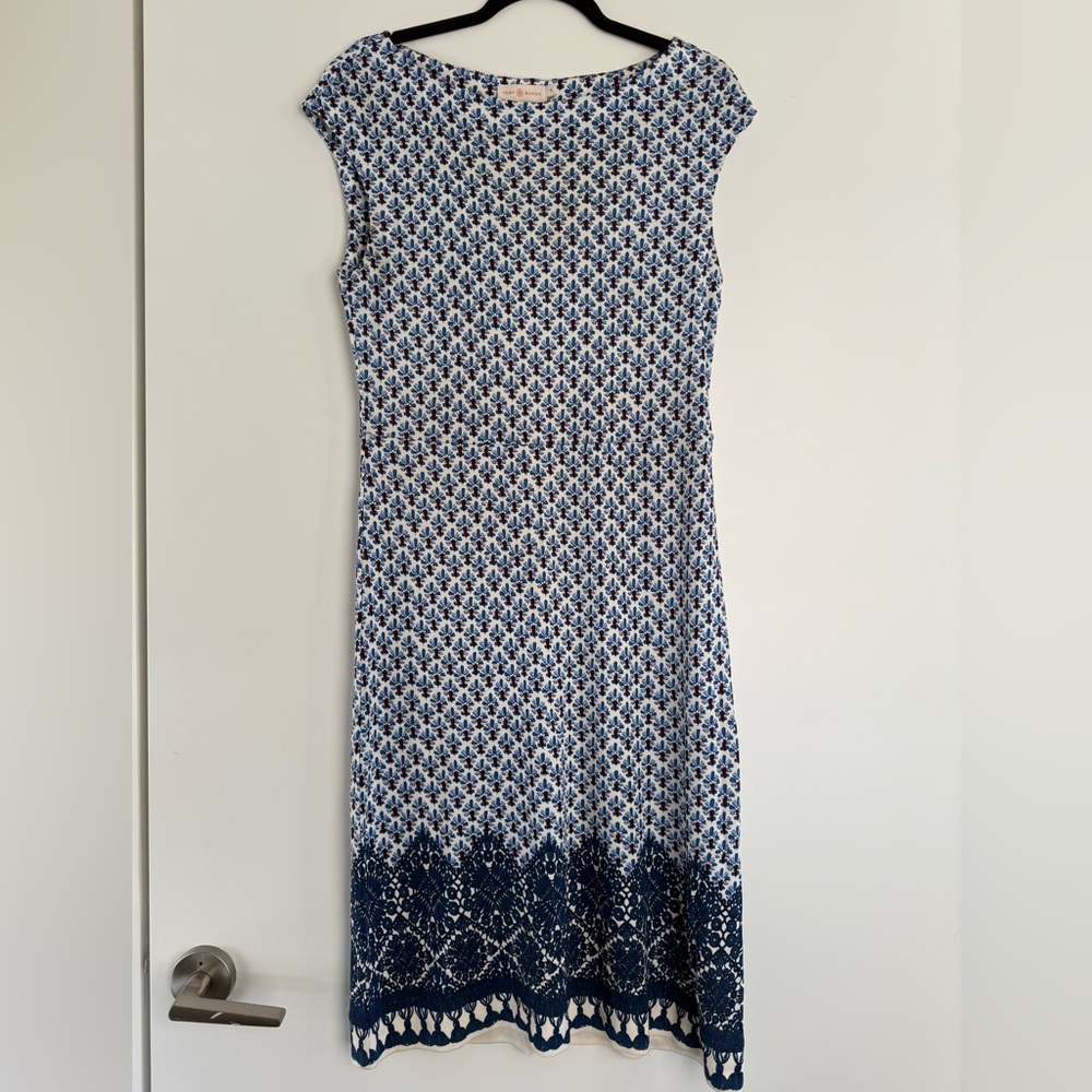 Tory Burch Blue and White Midi Dress sizeM